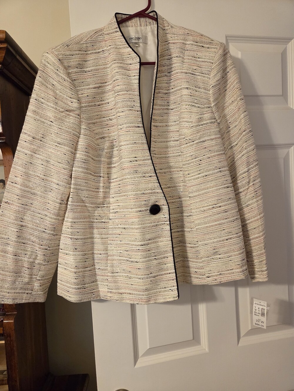 Jones New York Studio Off-White Tweed Collarless Blazer NWT Size 22W